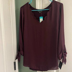 Stitch Fix - FORTUNE + IVY - Farrow Tie Sleeve Mixed Material Blouse